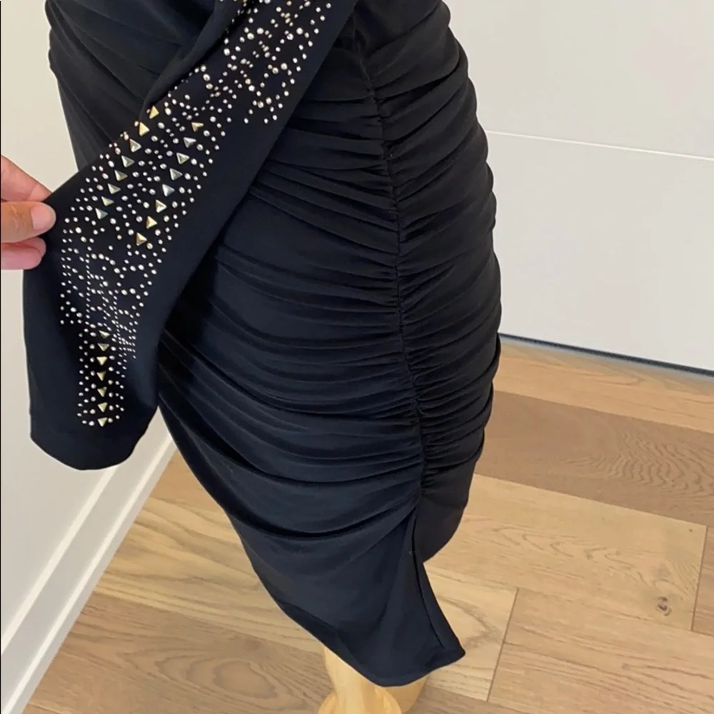 Marina Cocktail Dress with gold jeweled sleeves SM